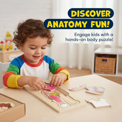 Miniatura 2 de Kidzlane Rompecabezas de Madera de 29 Piezas para Niños Pequeños y Niños - Juego de Rompecabezas de Anatomía de Niño - Rompecabezas de Anatomía