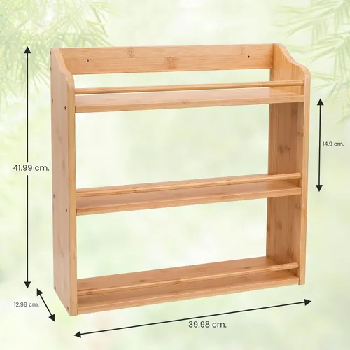 Miniatura 8 de Estante de Bambú de 3 Niveles para Especias, Estante Organizador de Frascos de Condimentos para Montaje en Pared o Encimera de Cocina