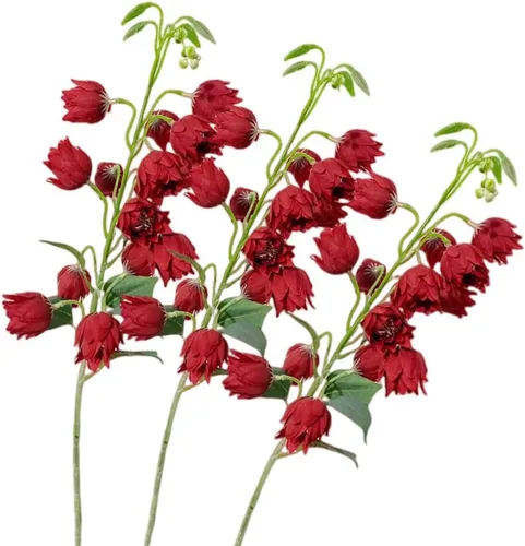 Miniatura 7 de XZJMY 3 piezas de flores artificiales de seda de arándano para exteriores, plantas falsas de plástico sintético para decoración de oficina en casa
