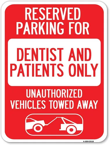 Miniatura 6 de Estacionamiento reservado solo para dentistas y pacientes, vehículos no autorizados remolcados (con gráfico de remolque de automóvil), letrero