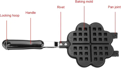 Miniatura 8 de Máquina de gofres antiadherente, plancha de aluminio en forma de corazón con mango desmontable, sartén portátil para fogata, utensilios de cocina