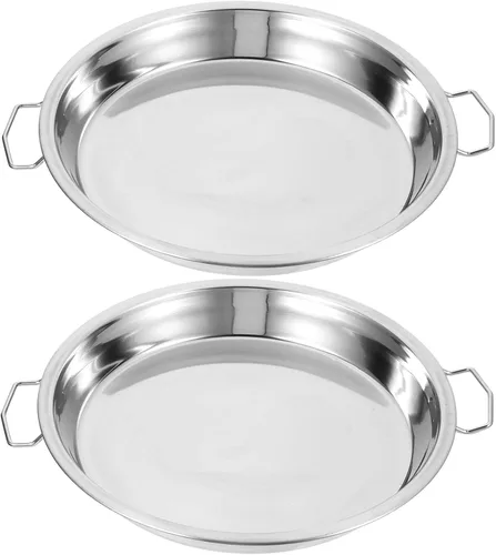 Luxshiny Placa de vapor de doble oreja de 11.02 x 9.44 x 0.98 pulgadas, bandeja de vapor de acero inoxidable con asas para fideos, pasteles de