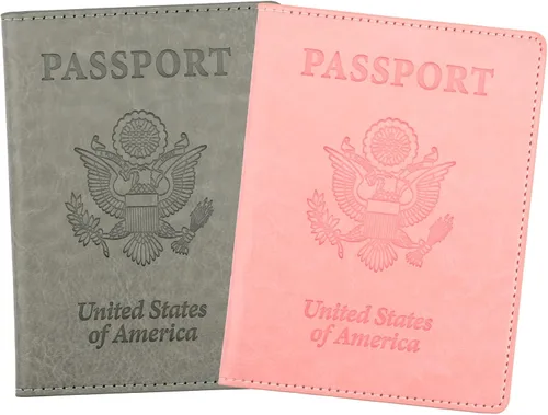 Miniatura 14 de Funda de cuero para pasaporte - Cartera de pasaporte de viaje para mujeres y hombres, artículos esenciales para el aeropuerto con protector, Negro