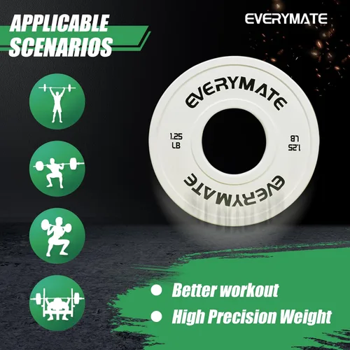 Miniatura 3 de EVERYMATE Placas de Peso de Cambio 1.25LB 2.5LB 5LB Juego Placa Fraccional Placas Olímpicas de Parachoques para Entrenamiento Cruzado Placas