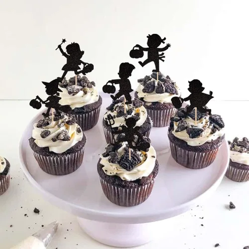Miniatura 5 de 30 piezas de adornos para cupcakes con purpurina – Púas de cupcakes de Halloween para niños, cumpleaños, festival, fiesta, decoración de pasteles