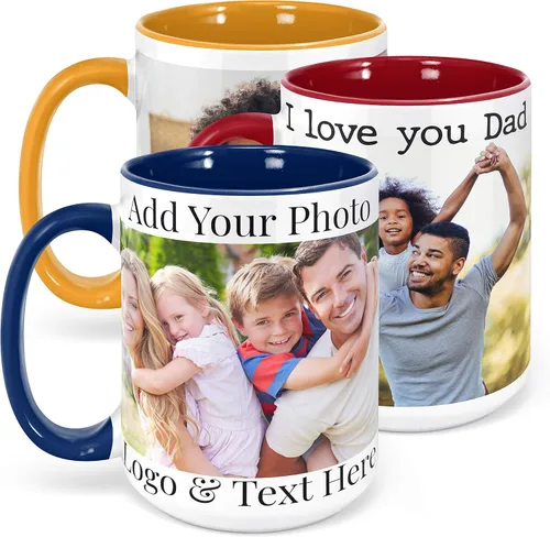 Miniatura 15 de Tazas de café con foto personalizada, 15 oz. con imagen, texto, nombre en tazas de café, regalos personalizados, taza personalizada de cerámica
