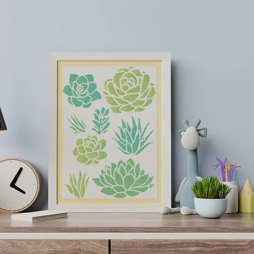 Miniatura 5 de NBEADS Plantilla de suculentas de aloe vera, plantillas de pintura reutilizables para plantas de jardín, manualidades, pintura de pared, plantillas