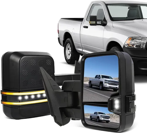 Miniatura 35 de ECCPP Juego de espejos de remolque, reemplazo en pareja, compatible con Chevy Silverado 1500 2500 HD 3500 Suburban 1500 2500 Tahoe para GMC Sierra