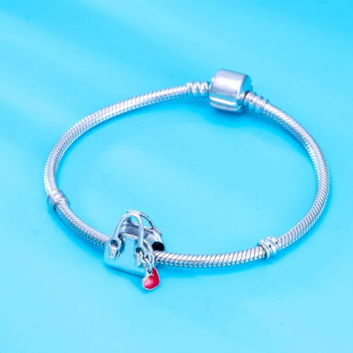 Miniatura 4 de Abalorio de plata de ley 925 para mujer, diseño de corazón rojo
