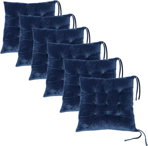 Miniatura 43 de Juego de 2 cojines para sillas de comedor con lazos, almohadilla antideslizante para silla de cocina para interior y tapete de asiento de comedor