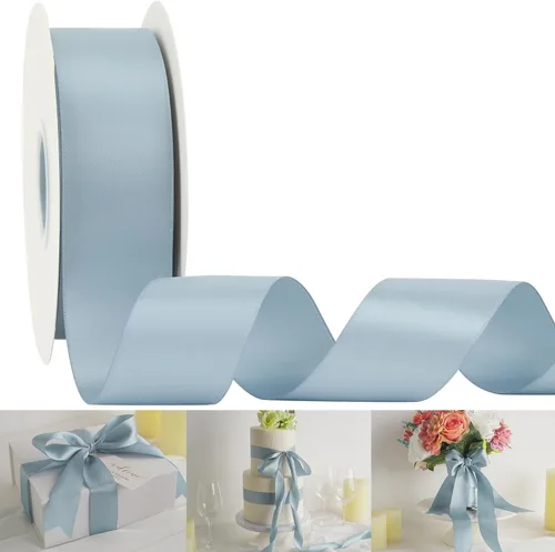 Miniatura 31 de HUIHUANG Cinta de satén azul bebé, 1.5 pulgadas de doble cara, 50 yardas para envoltura de regalos, ramos de flores, invitaciones, baby showers
