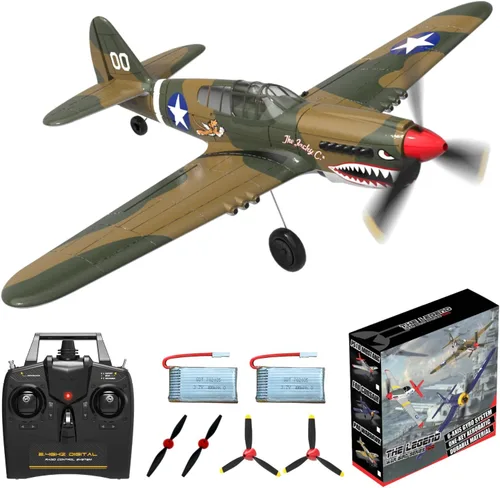 Miniatura 10 de Avión RC ANBURI, Avión de control remoto BF - 109 de 3 canales, 2.4GHz y estabilizador de giro de 6 ejes, 2 baterías incluidas, ideal para adultos