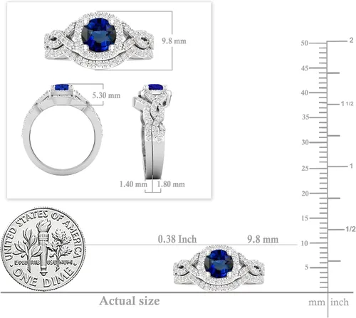 Miniatura 23 de Dazzlingrock Collection Juego de anillos de boda redondos de 0.228 in creados en laboratorio y diamantes blancos naturales para mujer