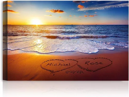 Miniatura 37 de Arte enmarcado de vacaciones con nombres de pareja en sillas de cubierta, regalo de amor perfecto para aniversario, boda. Con diferentes estilos