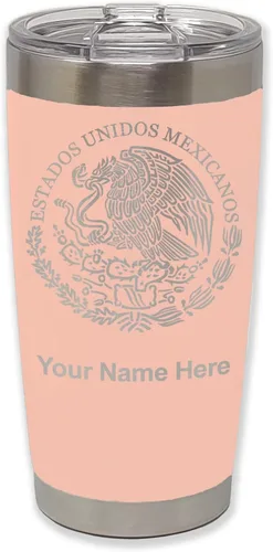 Miniatura 33 de LaserGram Vaso aislado al vacío de 20 onzas, bandera de México, grabado personalizado incluido (gris)