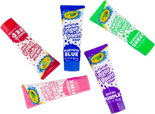Miniatura 2 de Crayola Pintura para Bañera de Dedos 5 Colores, Tubos de 3 Onzas (Azul Hermoso, Verde Gritón, Rojo Radical, Rosa Flamingo, Púrpura Real) Colorea Tu