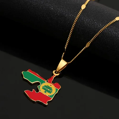 Miniatura 3 de Collar con colgante de mapa de Oromia de acero inoxidable