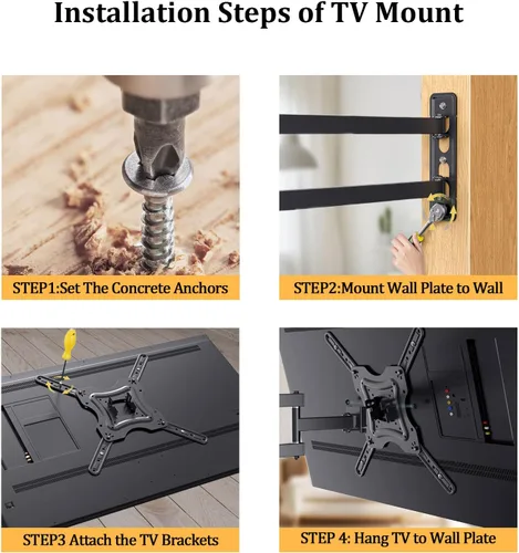 Miniatura 6 de Soporte de pared para TV de movimiento completo, soporte de pared para monitor de TV, extensión de inclinación giratoria para televisores LCD LED 4K