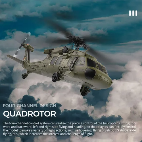 Miniatura 3 de Helicóptero RC K170 UH60L, helicóptero de control remoto para adultos principiantes, 2.4G 4CH RC Plane 6 ejes giroscopio altitud aeronaves militares