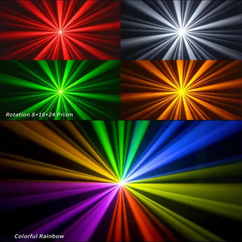 Miniatura 6 de JUNMAN Mini 230W 7R Beam Cabeza Móvil DJ Disco Etapa Luces Led Tira Prisma 48 con tira LED y efecto arco iris
