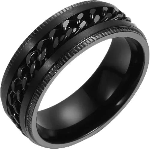 Miniatura 9 de Anillo giratorio giratorio de acero inoxidable 316L de 0.316 pulgadas para hombres y mujeres, cadena para aliviar la ansiedad, llave griega, runas