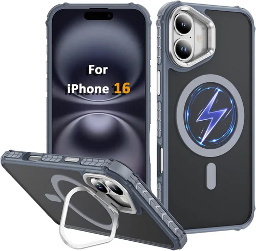 Miniatura 58 de i Phone 13 - Funda para iPhone 14, compatible con carga inalámbrica MagSafe, resistente, a prueba de golpes, soporte ajustable, color rojo mate