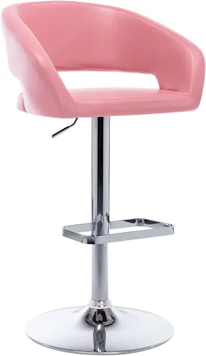 Miniatura 17 de Vogue Furniture Direct Taburete de bar ajustable con respaldo y brazos huecos, moderno taburete giratorio de piel sintética, silla de barra de Negro