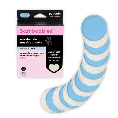 Miniatura 9 de Almohadillas para la lactancia Bamboobies lavables, reutilizables, nocturnas, con refuerzo antifugas, ultra absorbentes (4 unidades)