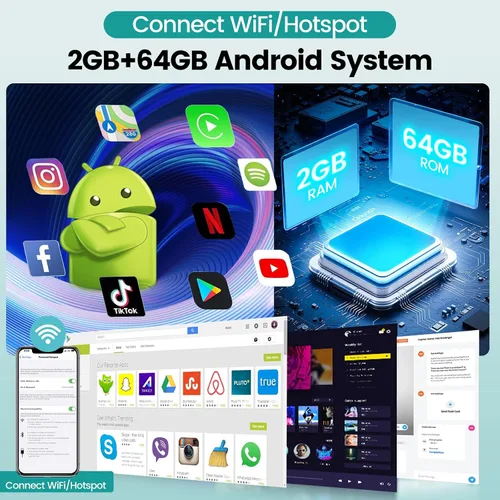 Miniatura 2 de 2G+64G Solo DIN Android Car Stereo 10.4 pulgadas Rotatorio Vertical Pantalla Táctil Radio con Carplay Inalámbrico y Android Auto/EQ