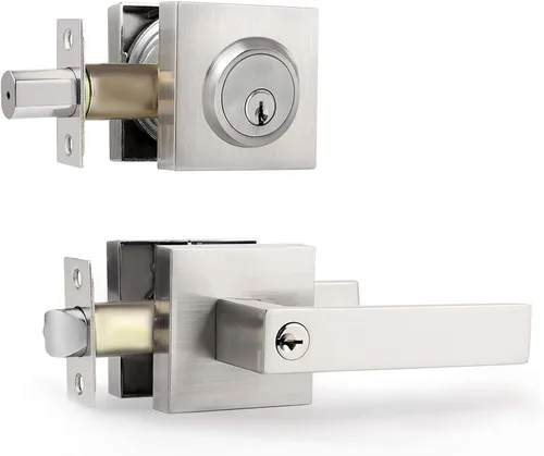 Miniatura 8 de Juego de cerraduras de puerta delantera, juego de cerradura de puerta exterior, manija de puerta con cerradura de cerrojo de un solo cilindro