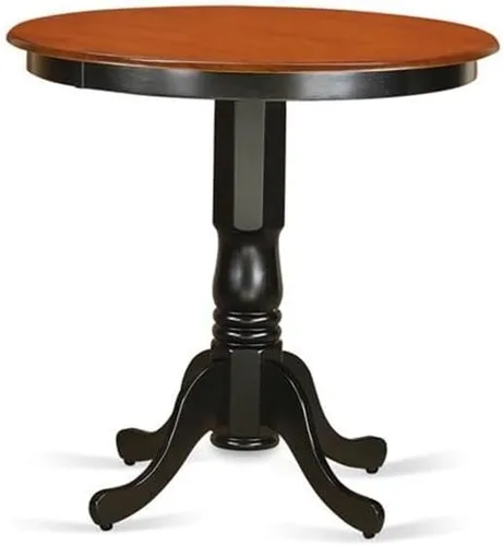 Miniatura 3 de East West Furniture JAQU3-BLK-W - Juego de mesa de comedor de 3 piezas de altura para mostrador de cocina contiene una mesa redonda de madera