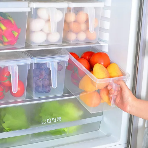 Miniatura 3 de Sooyee Contenedores de almacenamiento para refrigerador, paquete de 4 unidades de 4 litros, apilables, organizador de refrigerador con asa