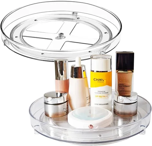 Miniatura 11 de Mesa giratoria Lazy Susan de 9.25 pulgadas, organizador giratorio de plástico transparente para gabinete, refrigerador, rotación de 360°, fácil