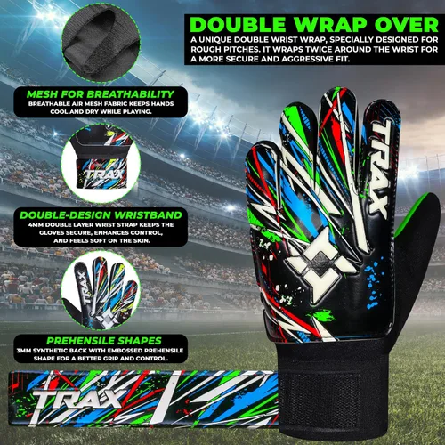 Miniatura 2 de Guantes de portero de fútbol para niños, jóvenes y adultos, guantes de portero de fútbol con látex de 0.157 pulgadas (0.157 in) antideslizantes