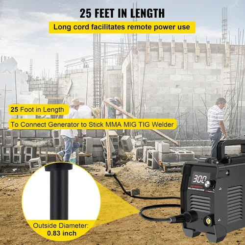 Miniatura 4 de VEVOR Cable de extensión de soldador de 25 pies, 40 amperios, 250 V, 8 calibre 3 puntas, cable de extensión de soldadura resistente con NEMA 6-50P a