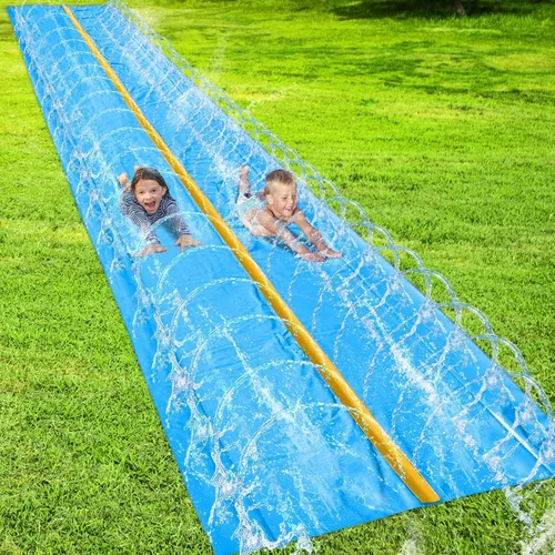 Miniatura 8 de Stargo 18 x 5 pies – Salpicaduras y tobogán deslizante, toboganes acuáticos para niños – Tobogán acuático para niños al aire libre divertidos Azul