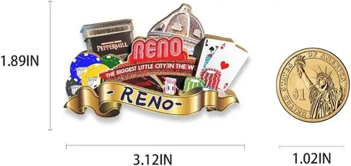 Miniatura 3 de Imán de nevera con imán de Reno de Estados Unidos, monumentos de madera 3D, decoración de recuerdos coleccionables, de viaje, hecho a mano