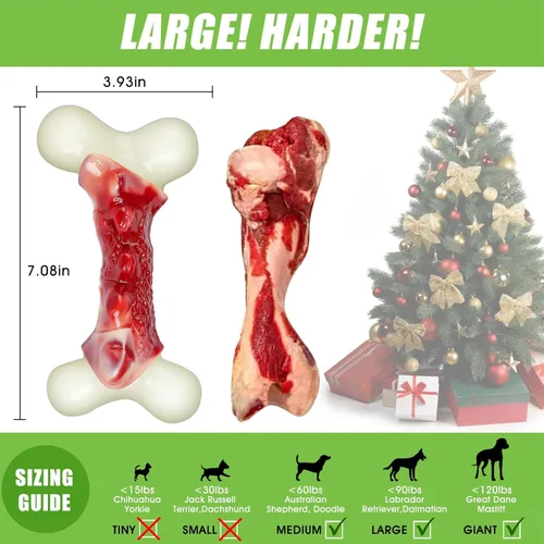 Miniatura 2 de DEBAK Juguetes para perros para masticadores agresivos, juguetes para perros para mantenerlos ocupados, huesos de perro duraderos y fuertes