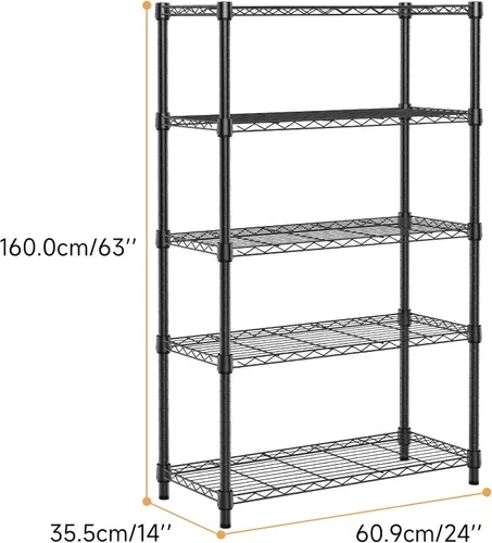 Miniatura 8 de M MZG Estantería de almacenamiento de 1250 libras, unidad de estantería de utilidad de 5 niveles, organizador de acero, estante de alambre