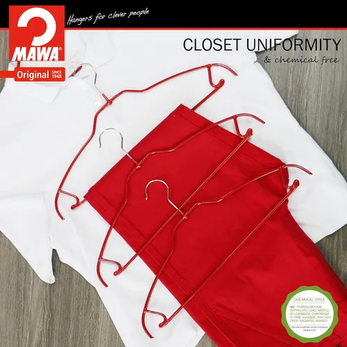 Miniatura 7 de MAWA Clothes Bar Reston Lloyd Silhouette - Percha antideslizante para ahorrar espacio con barra para pantalones y ganchos para falda, estilo 42/FTU