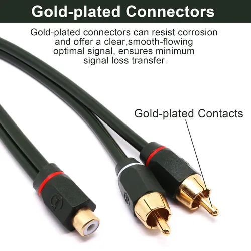 Miniatura 4 de Divisor RCA de 12 pulgadas, 1 hembra a 2 machos, paquete de 2 unidades, cable RCA Y RCAs de video para automóvil, divisor de cable de audio RCA