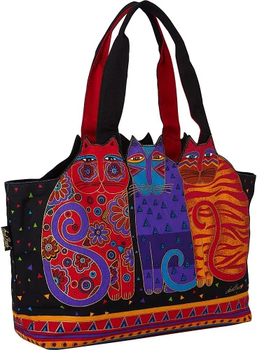 Miniatura 4 de Feline Friends Cats - Bolso grande con hombros recortados, color negro, Negro -, Bolso