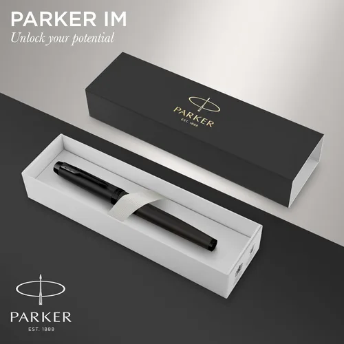 Miniatura 2 de Bolígrafo PARKER IM de bola, punta fina, color negro mate con borde negro, repuesto de tinta negra, caja de regalo – Ideal para escritura fluida