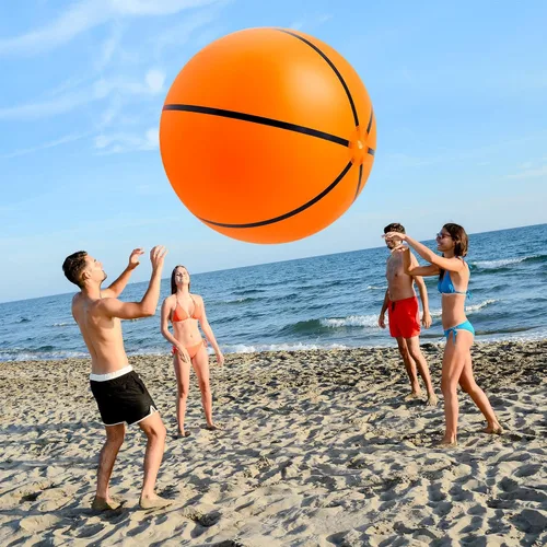 Miniatura 7 de Lewtemi 2 unidades de fútbol y baloncesto inflables gigantes de 40 pulgadas, bolas de playa inflables grandes, globos de gran tamaño para fiesta