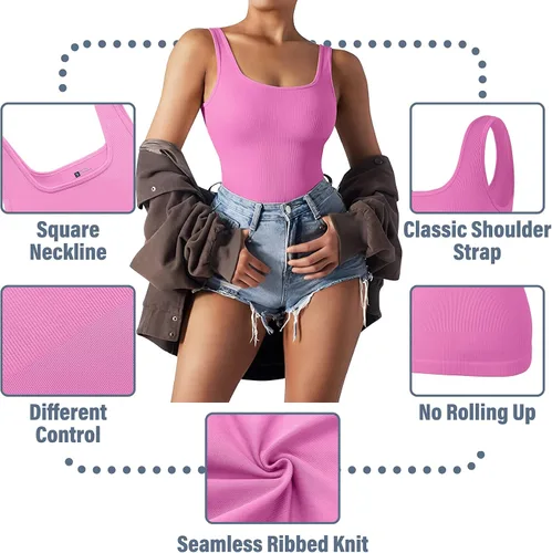Miniatura 2 de Shapewear - Camiseta sin mangas para mujer, con control de abdomen, acanalada, cuello cuadrado, sin costuras, de compresión, shapermint