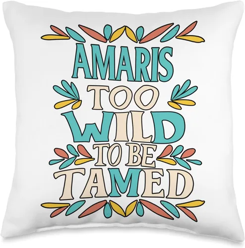 Wildflower Gift For Women Gift For AMARIS Linda almohada retro con nombre Amaris de flores silvestres para niñas, 16 x 16 pulgadas, multicolor