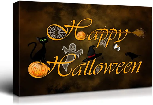 Miniatura 59 de Denozer - Pintura artística de pared de Halloween, impresión artística sobre lienzo para dormitorio, sala de estar, decoración de pared del hogar