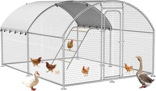 Miniatura 9 de Gallinero grande de metal con cubierta impermeable y resistente a los rayos UV, jaula de gallinas para exteriores, conejo, pato, gallinero para uso