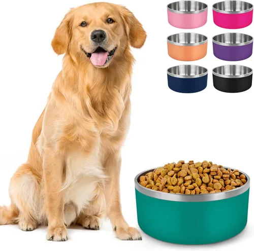 Miniatura 15 de LIHONG Cuencos de acero inoxidable para perros de tamaño pequeño y mediano, antideslizantes, Cuenco para perros aislado, Cuenco para mascotas