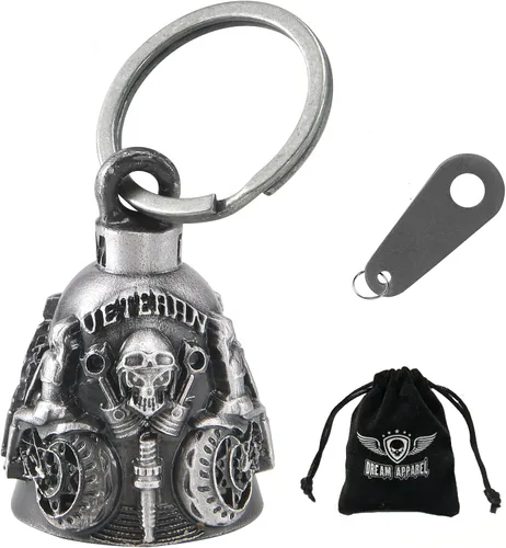 Miniatura 15 de Dream Apparel Campanas de motocicleta para motociclistas, accesorios de campanas pesadas y llavero para la suerte Viaja para vivir